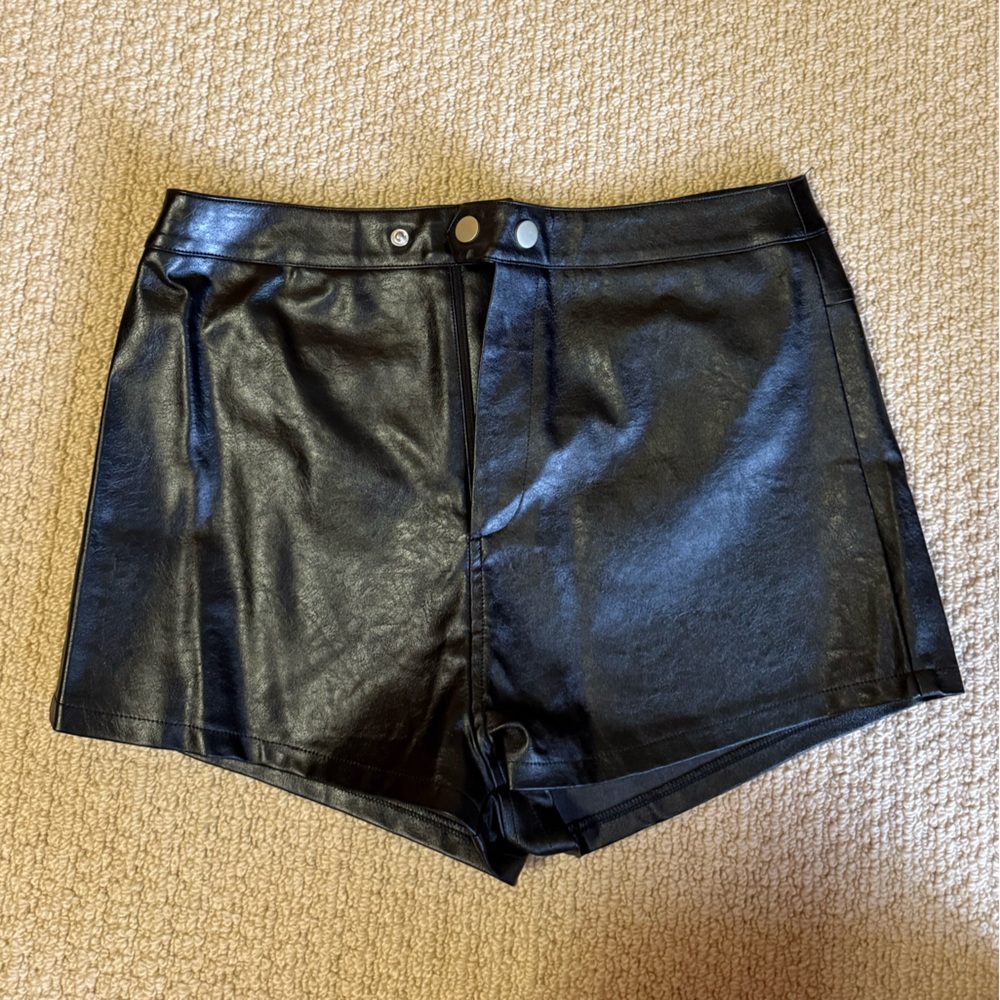 Superdown Black High Waist Faux Leather Mini Shorts
